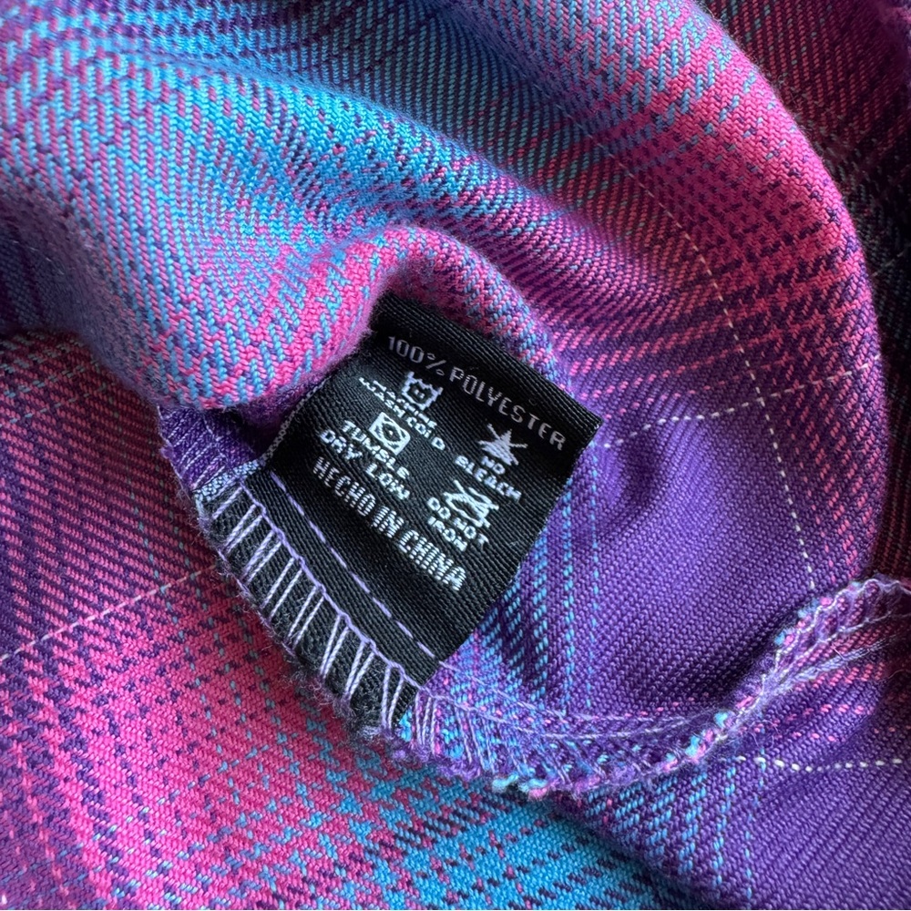 DIXXON x Shreddy Limited Edition Plaid Shirt Womens Purple and Pink - Picture 10 of 12
